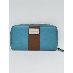 Dana Buchman Large Zip Around Clutch Wallet In Turquoise And Brown